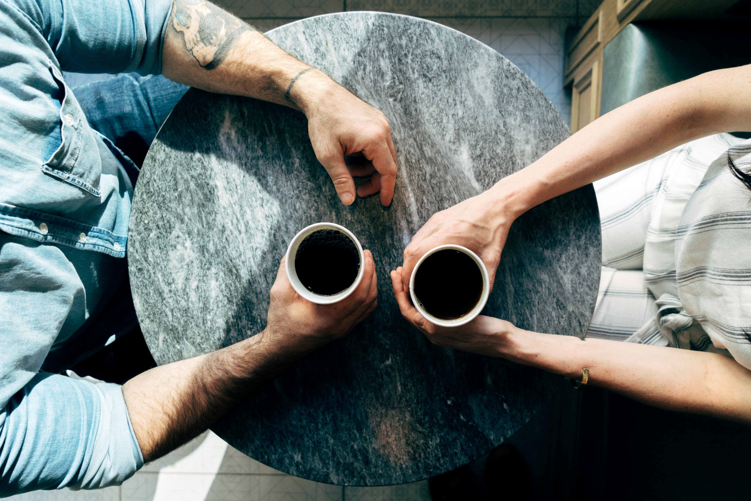 Coworkers getting together for a cup of coffee and good conversation